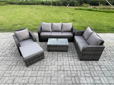 Fimous Patio Garden Furniture Sets Wicker 7 Seater Rattan Furniture Sofa Sets With Coffee Table Reclining Chair For Garden