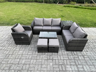 Fimous Patio Garden Furniture Sets Wicker 8 Seater Outdoor Rattan Furniture Sofa Sets With Coffee Table Reclining Chair from B&Q
