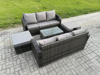 Fimous Outdoor Garden Furniture Sets 8 Seater Wicker Rattan Furniture Sofa Sets With Rectangular Coffee Table 3 Seater Sofa