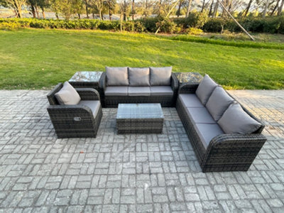B&Q -  7 Seater Rattan Outdoor Garden Furniture Sofa Set Patio Table & Chairs Set