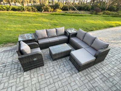 B&Q -  8 Seater Rattan Outdoor Garden Furniture Sofa Set Patio Table & Chairs Set