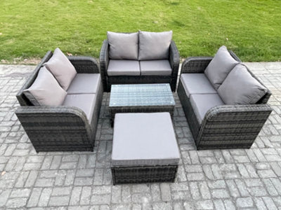 B&Q -  Outdoor Garden Furniture Sets 7 Seater Wicker Rattan Furniture Sofa Sets With Coffee Table Love Sofa