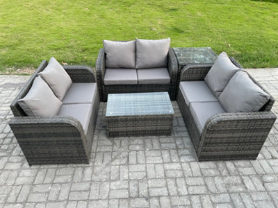 B&Q -  Outdoor Garden Furniture Sets 6 Seater Wicker Rattan Furniture Sofa Sets With Coffee Table Love Sofa Side Table