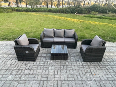 Fimous Garden Furniture Sets 5 Seater Wicker Rattan Furniture Patio Sofa Sets With Reclining Chair 3 Seater Sofa from B&Q