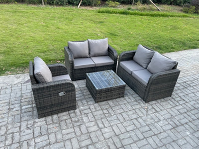B&Q -  4 Piece Garden Furniture Sets 5 Seater Outdoor Patio Furniture Set Weaving Wicker Rattan Sofa Chair And Table