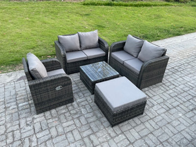 Fimous 5 Piece Garden Furniture Sets 6 Seater Outdoor Patio Furniture Set Weaving Wicker Rattan Sofa Chair And Table