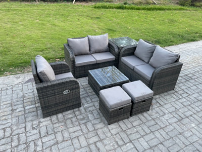 Fimous 7 Piece Garden Furniture Sets 7 Seater Outdoor Patio Furniture Set Weaving Wicker Rattan Sofa Chair And Table