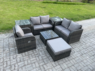 Fimous 7 Piece Garden Furniture Sets 6 Seater Outdoor Patio Furniture Set Weaving Wicker Rattan Sofa Chair And Table
