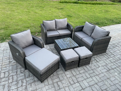 Fimous 7 Piece Garden Furniture Sets 6 Seater Outdoor Patio Furniture Set Weaving Wicker Rattan Chair And Table With 3 Footstools from B&Q
