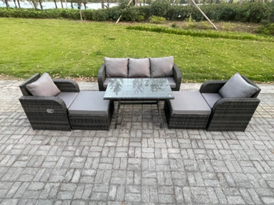 B&Q -  Garden Furniture Sets 7 Seater Rattan Furniture Manual Wicker Patio Sofa Patio Set With 2 Big Footstool