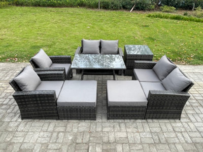 Fimous Garden Furniture Sets 8 Pieces Wicker Rattan Furniture Manual Wicker Patio Sofa Patio Conversation Set With 2 Big Footstool