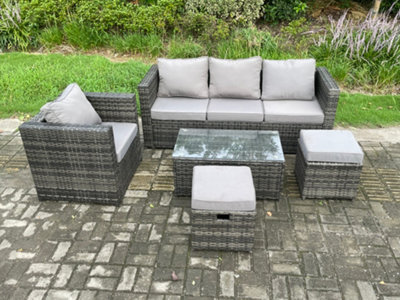 Fimous Rattan Garden Furniture Set With 3 Seater Sofa Coffee Table Armchair Indoor Outdoor Patio Lounge Sofa Set