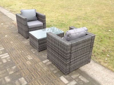 Fimous Rattan Garden Furniture Chairs Oblong Coffee Table Set from B&Q