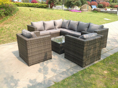Fimous 8 Seater Rattan Sofa Set Coffee Table Chair Garden Furniture Outdoor