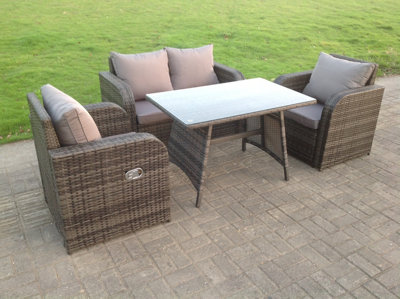 B&Q -  Pe Rattan Garden Furniture Set Adjustable Chair Sofa Double Love Seat 2 Seater Sofa Oblong Rectangular Dining Table