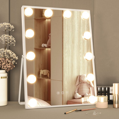 Inmtfei White Hollywood Makeup Vanity Mirror, 12 Led Dimmable, Touch Control, 30X41cm, - Image 6