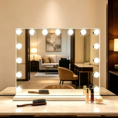 B&Q Light Inmtfei Hollywood Led Vanity Mirror With 58X46cm With Led Bulbs 3 Modes And 10X Magnifying Mirror Size 15
