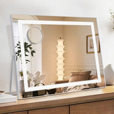 B&Q White/Light Inmtfei Hollywood Vanity Mirror 58X46cm With Led Strip Lights Colour Modes And 10X Magnifying Mirror Size 3