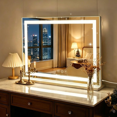 Inmtfei Hollywood Vanity Makeup MirrorCrystal Led Strip3 Colour Modes5X MagnifierUsb Charging58X46Cm from B&Q