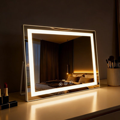 B&Q Light Inmtfei Hollywood Makeup Mirror 58X46cm, Led Strip S, Colour Modes, 5X Magnifier, Usb Charging, Touch Control Size 3