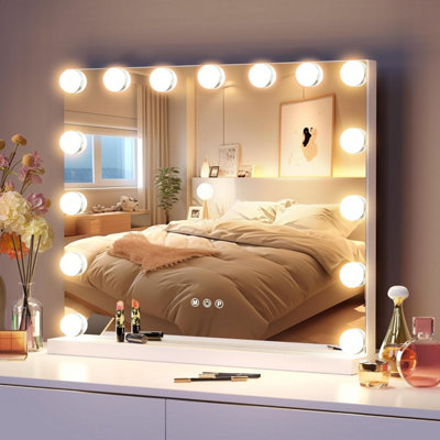 Inmtfei Hollywood Vanity Makeup Mirror 58X46Cm With 15 Led Bulbs 3 Colour Modes 5X Magnifier And Usb Charging from B&Q