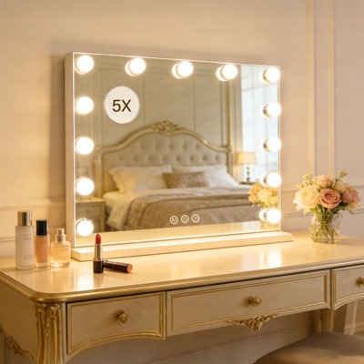 B&Q Light Inmtfei Hollywood Vanity Mirror 50X40cm With Led Bulbs 3 Colour Modes 5X Magnifier And Usb Charging Size 13