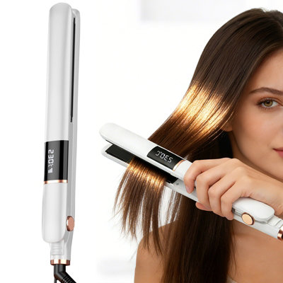  - Hair Straightener Rapid Heating Five-Level Temperature Control Display Travel-Friendly Flat Iron White