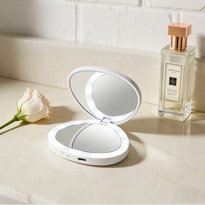 Portable Led Makeup Mirror ,travel Dimmable Magnified Rechargeable Foldable from B&Q
