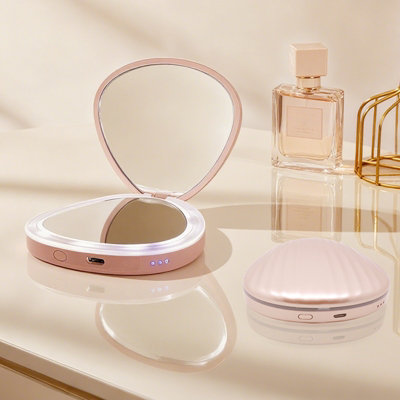 Folding Illuminated Compact Mirror ,travel Dimmable Magnified Rechargeable Portable from B&Q