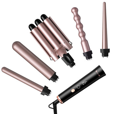 B&Q 5-In-1 Curling Iron Set Tourmaline Ceramic Hair Curler Adjustable Temperature For All Hair Types