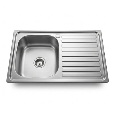 Stainless Steel Single Bowl Kitchen Sink With Drainer Board,anti-Corrosion Deep Basin For KitchenBar And Utility Room from B&Q