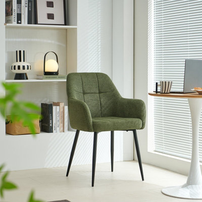 B&Q -  Modern Dining Chair With Plush Chenille UpholsteryCurved Backrest And Metal LegsSingle/set