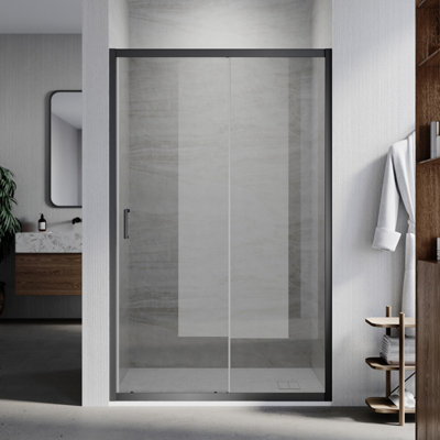  - Elegant Shower Door Sliding Shower Enclosure With 6mm Black Safety Glass And Black Frame Aluminum Frame 1000X1850mm