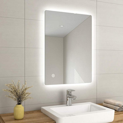 Emke Illuminated Led Bathroom Mirror With Demister Pad Wall Mounted Dimmable Led Bathroom Mirror800X600mm from B&Q