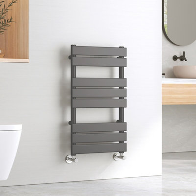 Emke Central Heating Towel Rails Anthracite Flat Panel Heated Towel Rail Radiator Ladder For Bathroom 800 X 450 mm