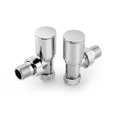 Emke Radiator Valve Angled Chrome 15mm 1/2'' Pair Radiator Valves For Towel Rails Central Heating Radiators from B&Q