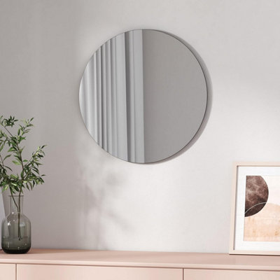 B&Q -  Bathroom Mirror 50Cm Frameless Wall Mounted Round Mirror