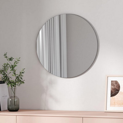 Emke Bathroom Mirror Frameless Modern Round Wall Mounted Mirror 60Cm from B&Q
