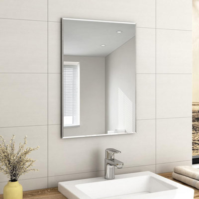 Emke Bathroom Mirror Frameless Modern Wall Mounted Mirror 700X500mm from B&Q