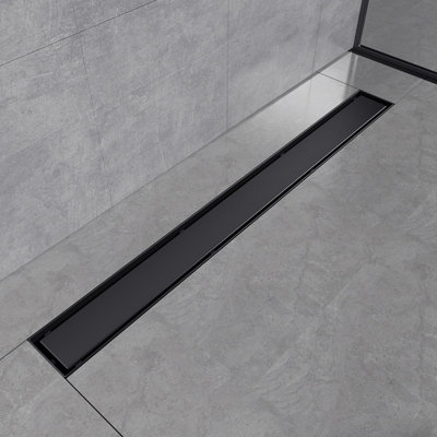 EMKE 2 In 1 Linear Shower Drain 700mm, 304 Stainless Steel Shower Drainwith Odor Stop And Hair Strainer, Matte Black