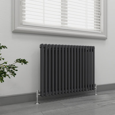 Emke Radiator Traditional Horizontal Cast Iron Radiator Double Column 600X830mm Anthracite