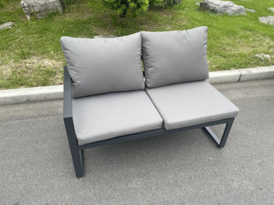 B&Q -  Aluminum Outdoor Garden Furniture Single Arm 2 Seater Sofa With Seat Cushion Right Side