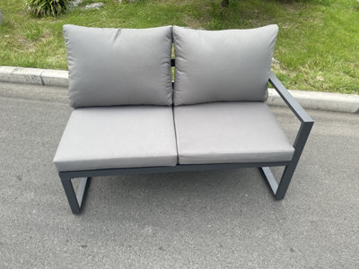 B&Q -  Aluminum Outdoor Garden Furniture Single Arm 2 Seater Sofa With Seat Cushion Left Side