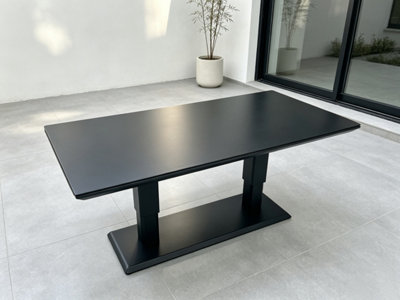 Fimous Dark/Grey Aluminum Adjustable Dining Or Coffee Table - Image 4
