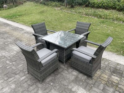 Fimous Rattan Garden Furniture Dining Set Table And Chairs Pe Wicker Patio Outdoor 4 Chairs Plus Square Table from B&Q