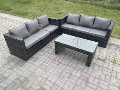 Fimous Outdoor Rattan Garden Furniture Lounge Sofa Set With Oblong Rectagular Coffee Table from B&Q