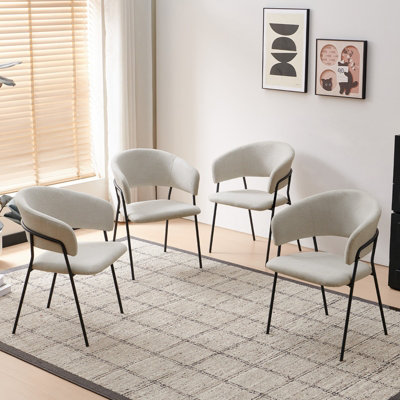 Sonara Unisex Beige Modern Set Of Dining Chair With Sleek One-Piece Metal Frame In Size 4 - Image 2