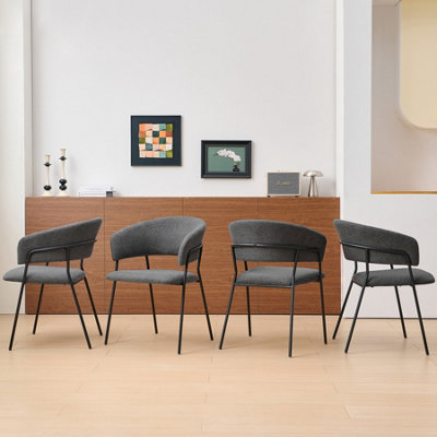 Sonara Unisex Dark Grey Modern Set Of Dining Chair With Sleek One-Piece Metal Frame In Size 4 - Image 2
