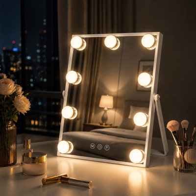 Inmtfei White Hollywood Vanity Mirror 25×30Cm Foldable Mirror Usb Port 3 Modes In - Image 5