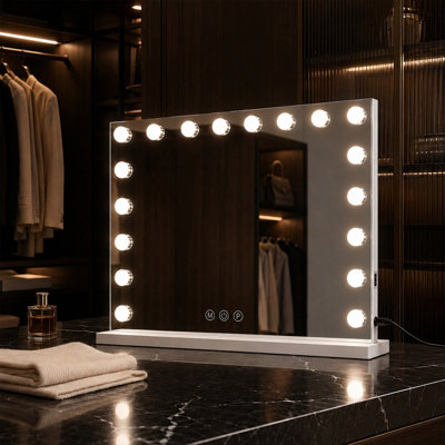 Inmtfei Unisex White Hollywood Led Vanity Mirror 80X60cm 18 Lights 10X Magnifying In - Image 6